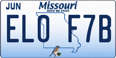 MO license plate EL0F7B