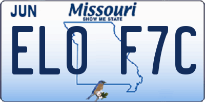 MO license plate EL0F7C