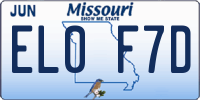 MO license plate EL0F7D