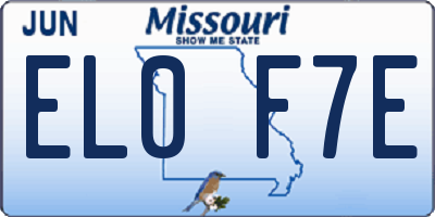MO license plate EL0F7E