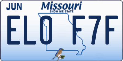 MO license plate EL0F7F