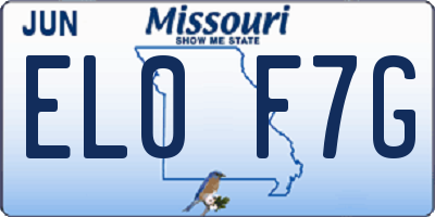 MO license plate EL0F7G