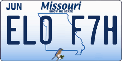 MO license plate EL0F7H
