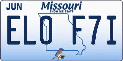 MO license plate EL0F7I