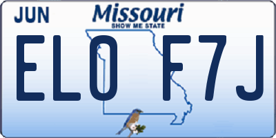 MO license plate EL0F7J