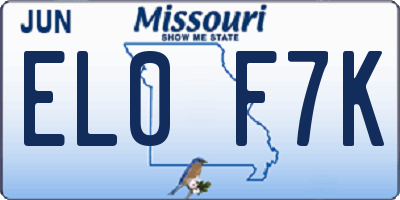 MO license plate EL0F7K