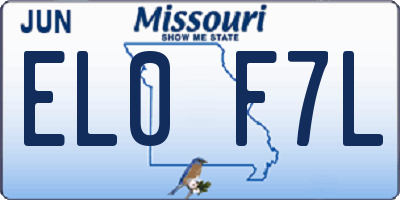 MO license plate EL0F7L