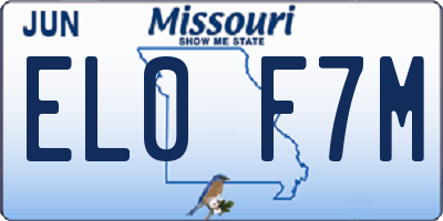 MO license plate EL0F7M