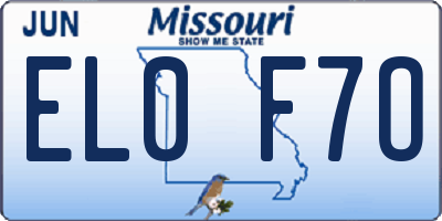 MO license plate EL0F7O