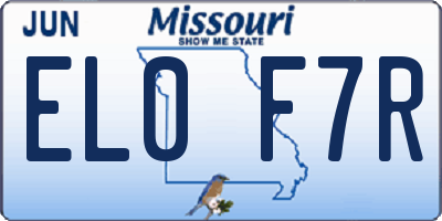 MO license plate EL0F7R