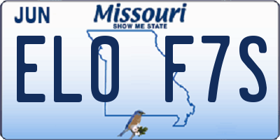 MO license plate EL0F7S