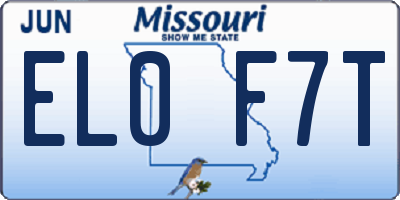 MO license plate EL0F7T