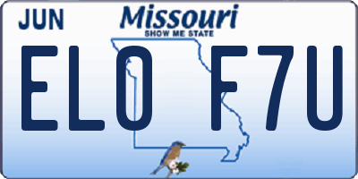 MO license plate EL0F7U
