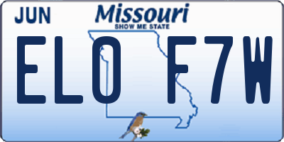 MO license plate EL0F7W