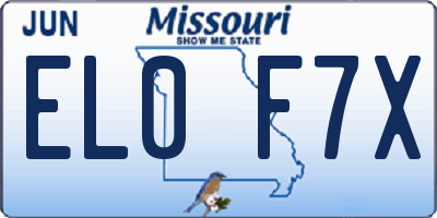 MO license plate EL0F7X