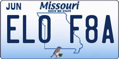 MO license plate EL0F8A