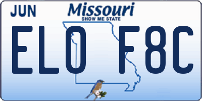 MO license plate EL0F8C