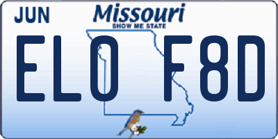 MO license plate EL0F8D