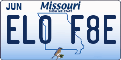 MO license plate EL0F8E