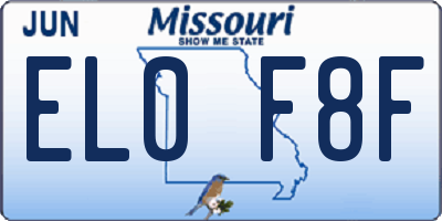 MO license plate EL0F8F