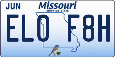 MO license plate EL0F8H