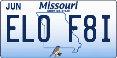 MO license plate EL0F8I