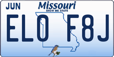 MO license plate EL0F8J