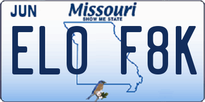 MO license plate EL0F8K
