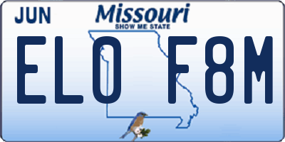 MO license plate EL0F8M