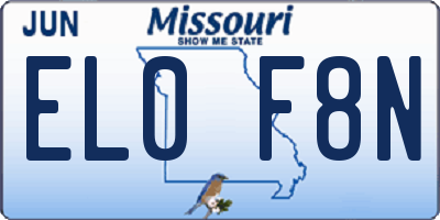 MO license plate EL0F8N