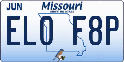 MO license plate EL0F8P
