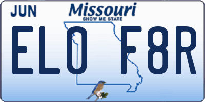 MO license plate EL0F8R