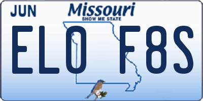 MO license plate EL0F8S