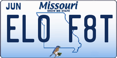 MO license plate EL0F8T