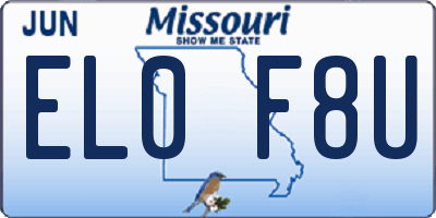 MO license plate EL0F8U