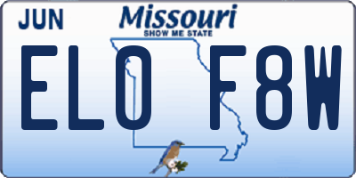 MO license plate EL0F8W