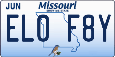 MO license plate EL0F8Y