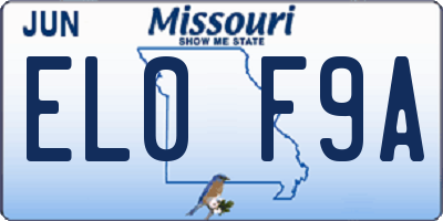MO license plate EL0F9A
