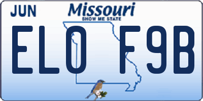 MO license plate EL0F9B