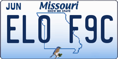 MO license plate EL0F9C