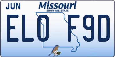 MO license plate EL0F9D