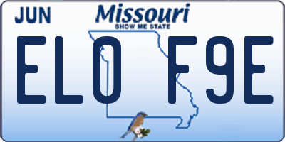 MO license plate EL0F9E