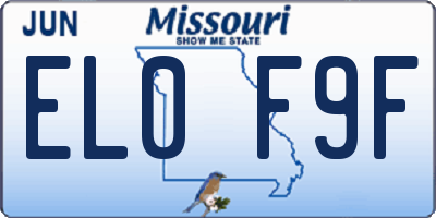 MO license plate EL0F9F