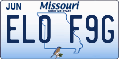 MO license plate EL0F9G
