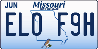 MO license plate EL0F9H