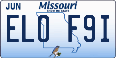 MO license plate EL0F9I
