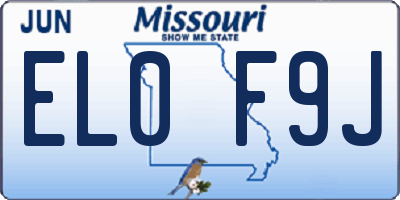 MO license plate EL0F9J