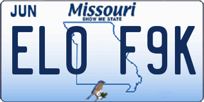 MO license plate EL0F9K