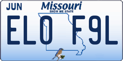 MO license plate EL0F9L