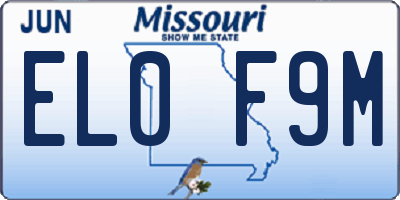 MO license plate EL0F9M
